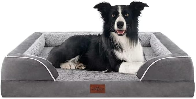 Large Dog Beds Waterproof Orthopedic Foam Dog Beds for Large Dogs Sofa Comfy Pet Bed with Washable Removable Cover & Non-Slip Bottom(Large