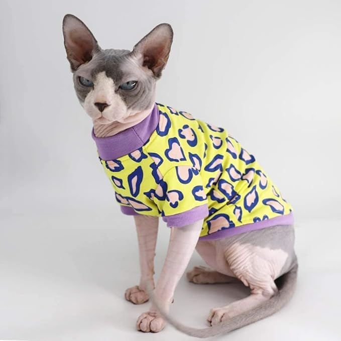 Sphynx Hairless Cat Cute Summer Cotton T-Shirts Pet Clothes 1))