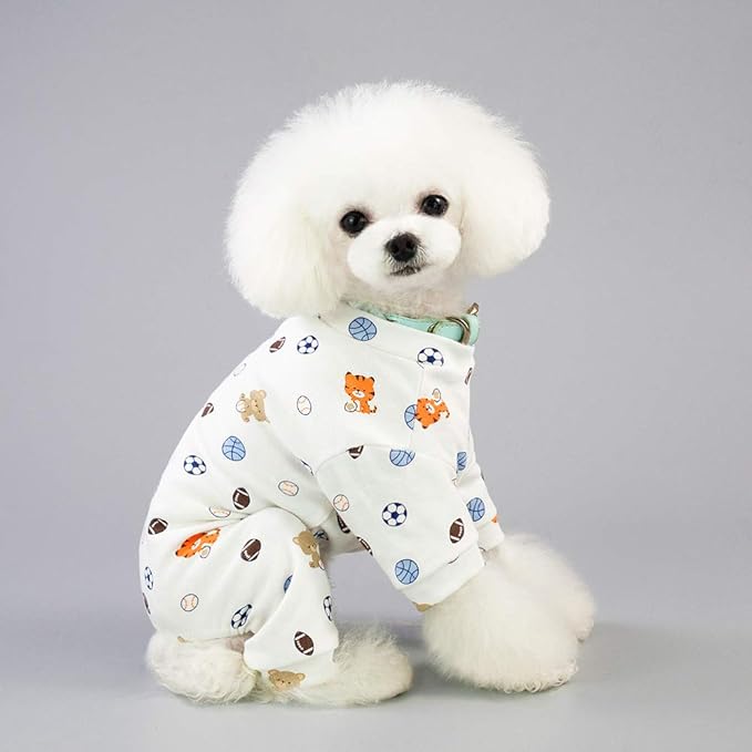 Puppy Pajamas Dog Onesies Pet Dog Soft Pajamas Various Patterns Pet Jumpsuit 5 Styles for Small Medium Dogs Cats Pajamas (Football, XX-Large)