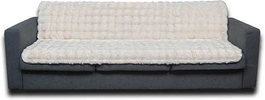 Waterproof Dog Bed Cover, Soft Plush Pet Blanket with Anti-Slip Back for Bed Couch Sofa, Furniture Protector for Small, Medium and Large Dogs and Cats (White-Bubble, 52"x82")