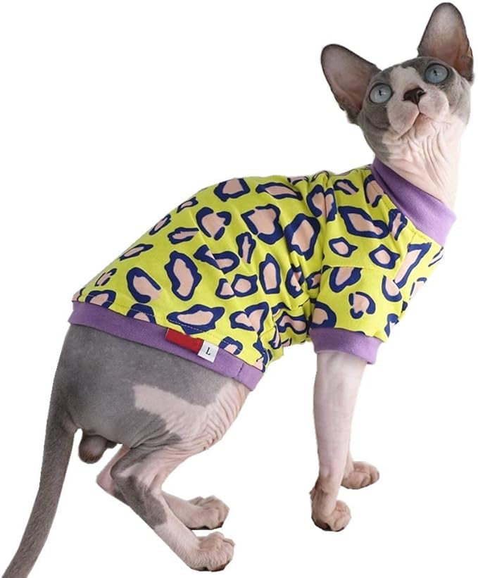 Sphynx Hairless Cat Cute Summer Cotton T-Shirts Pet Clothes 1))