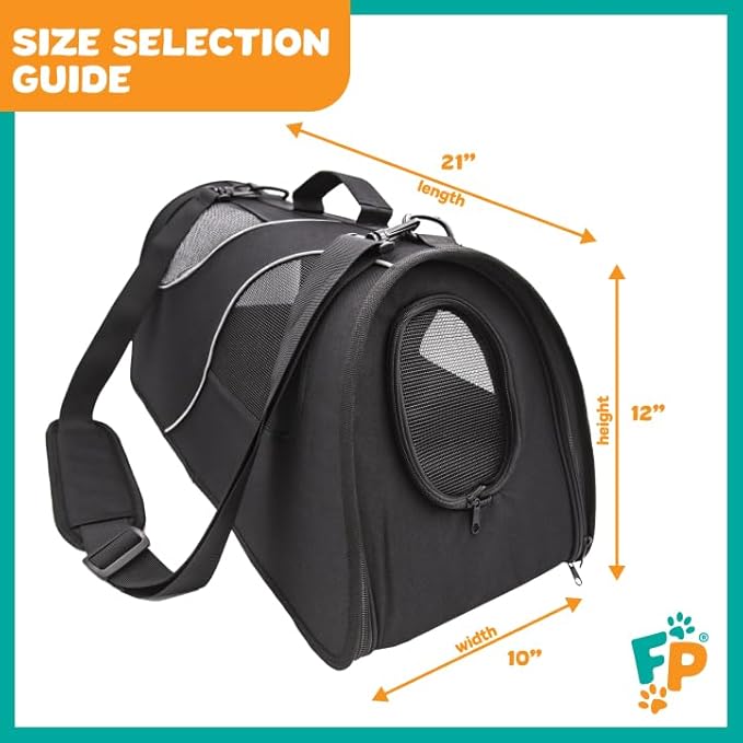 Fuzzy Buddy FB-SS-BL-10 Soft-Sided Pet Carrier for Small Dogs and Cats, Black, 10-Pack