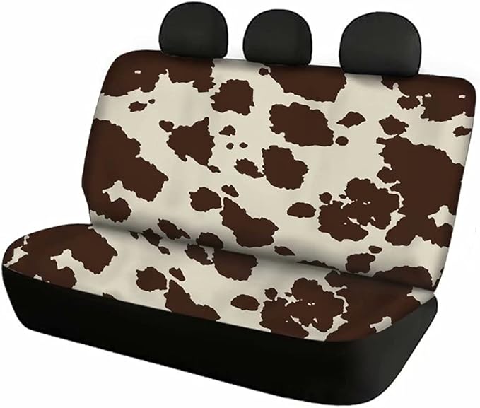 AFPANQZ Cowhide Milk Cow Print Car Rear Bench Protective Car Seat Cover Back Seat Only for Car Truck Vans SUVs Polyester Fabric Car Backseat Cover with Universal Fit Full Wrap Dust-Proof