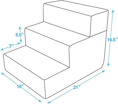 Best Pet Supplies Foldable Foam Pet Steps for Small Dogs and Cats 3-Step (H: 16.5")