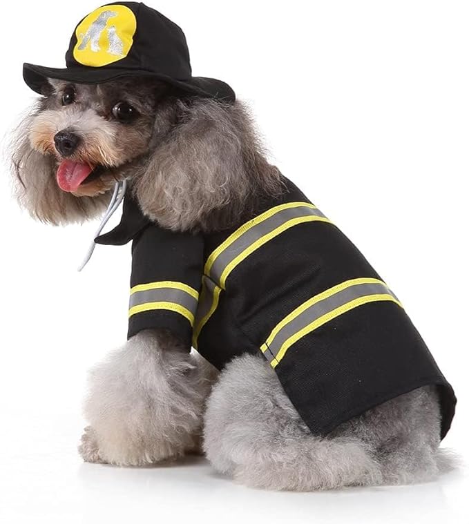 Firefighter Dog Costume Halloween Pet Fireman Costume, Dog Cosplay Costume for for Puppy Small Medium Large Dogs