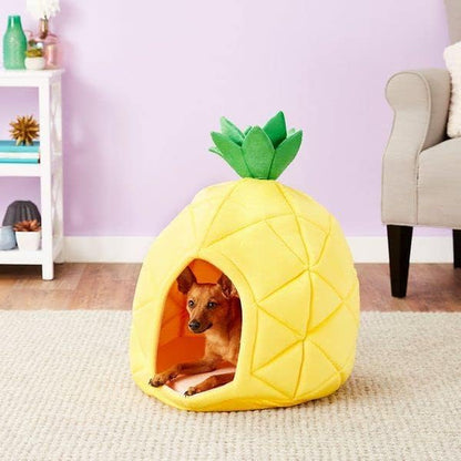 YML Pineapple Pet Bed House for Cat, Kittens, Dogs, and Pupppies, Medium, Yellow