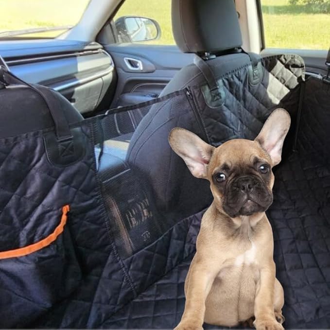 Dog Car Seat Covers for Back Seat Waterproof with Mesh Window Durable Scratchproof Nonslip Dog Car Hammock with Universal Size seat Protector Fits for Cars