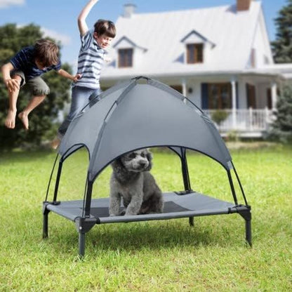 Small Elevated Dog Bed with Canopy 30IN Outdoor