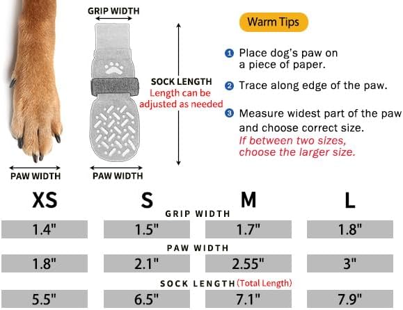 SCENEREAL Dog Socks to Prevent Licking Paws for Hot Pavement, Anti Slip Long Dog Grip Socks for Hardwood Floors, Dog Shoes Booties&Paw Protector for Small Medium Large Senior Dog, Pet Socks for Wounds