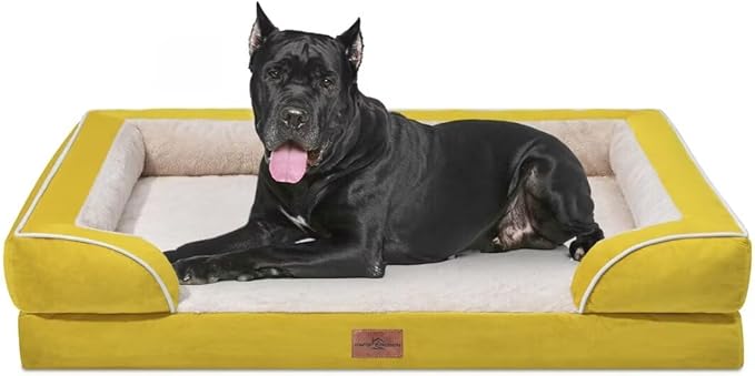 XXL Dog Bed Orthopedic Foam, Waterproof Dog Beds for Oversized Dogs, Washable Dog Sofa Bed with Removable Cover & Non-Slip Bottom(XX-Large,Spicy Mustard)