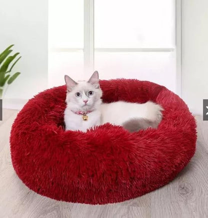 Geizire 24 inch Large Cat Bed Dog Bed for Cats Bed(24'', red)