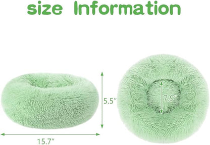 otoez Kitten Puppy Bed Extra Small XS Round Dog Cat Beds Anti Anxiety Plush Pet Calming Donut Bed with Non-Slip Waterproof Bottom (15.7",Teal)