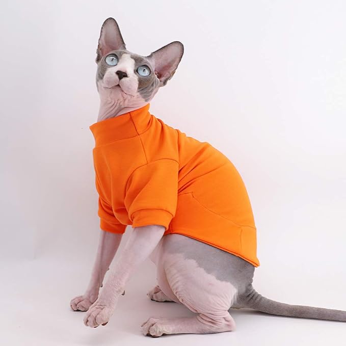 Sphynx Hairless Cat Cotton Tshirts Pet Clothes (3.3-5 lbs),