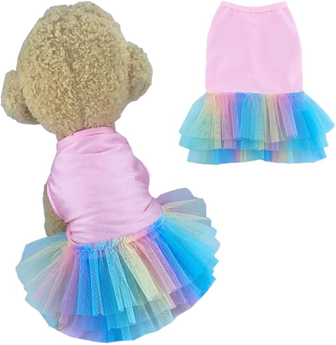 ANIAC Dog Vest Skirt Puppy Princess Dresses Cute Birthday Tutu Skirt Doggy Wedding Outfit Pet Clothing for Cats and Small Medium Dogs (Pink