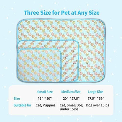 NWK Pet Cooling Mat -20’’ X 16’’ Ice Silk Cooling Mat for Dogs & Cats Portable & Washable Pet Cooling Blanket, Car Seats, Beds for Summer (Blue Toy, Small)