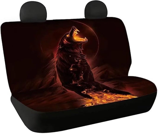 Doojoayie Cool Wolf Print Back Seat Dog Cover for Car