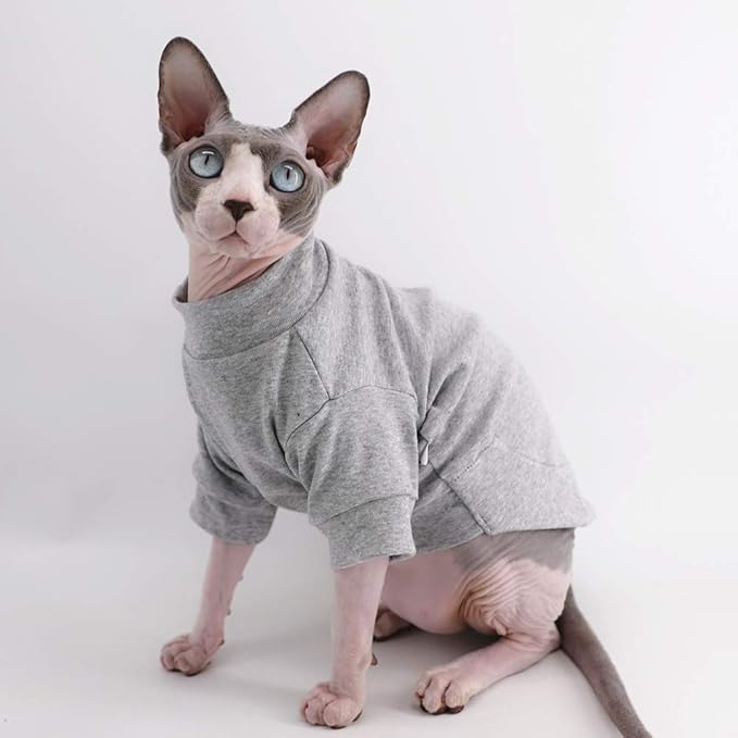 Sphynx Hairless Cat Cotton Tshirts Pet Clothes (3.3-5 lbs))