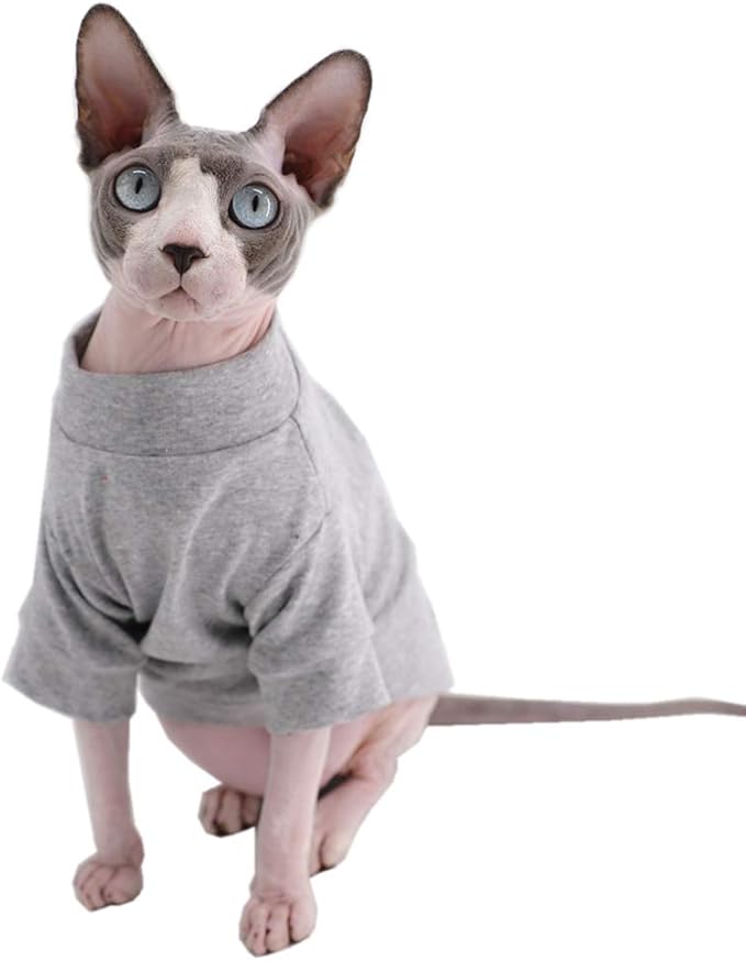 Sphynx Hairless Cat Cotton Tshirts Pet Clothes (3.3-5 lbs))