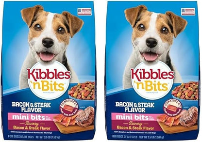 Kibbles 'n Bits Mini Bits Small Breed Savory Bacon & Steak Flavor Dry Dog Food, 3.5 lb. Bag (Pack of 2)