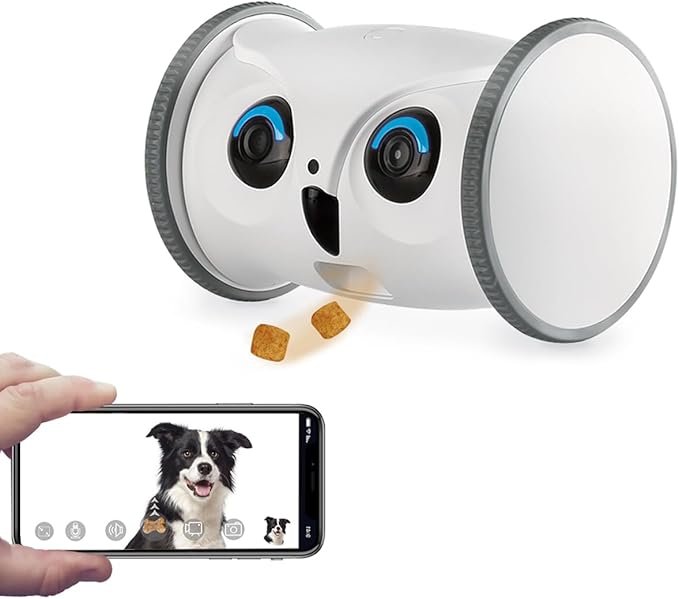 SKYMEE Owl Robot: 1080P Full HD Pet Camera with Treat Dispenser, Interactive Toy for Dogs and Cats, Full House Mobile Monitoring via App,2 Way Talk,No Monthly Fee