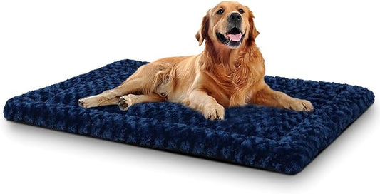 Washable Dog Bed Mat Reversible Dog Crate Pad Soft Fluffy Pet Kennel Beds Dog Sleeping Mattress for Large Jumbo Medium Small Dogs 41 x 27 Inch,