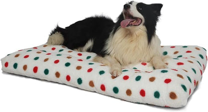 42 Inch Dog Crate Bed for Large Dogs, Machine Washable, Soft Cushion Dog Crate Pad 42x28, Fits Dogs Up to 90 lbs - Dog Beds XLarge Sized Dog, White with Colorful Dots