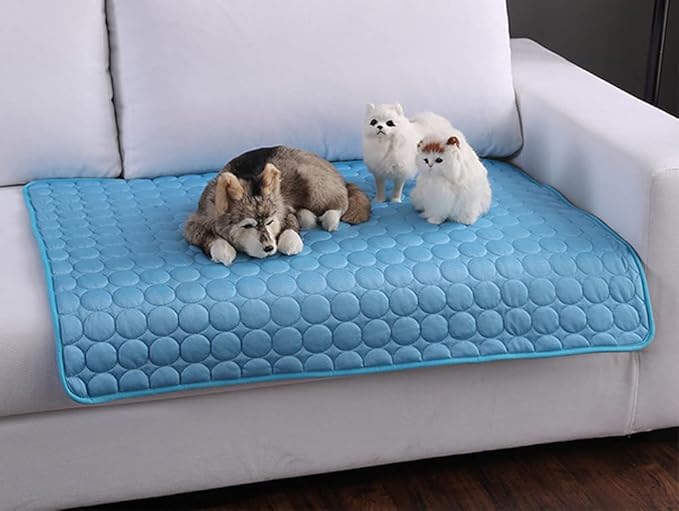 JIA.L Dog Cooling Mat Breathable Washable Summer Pet Cooling Pad Extra Large Dog Cat Self Cooling Pad for Kennerl (Blue),40inch x 28inch