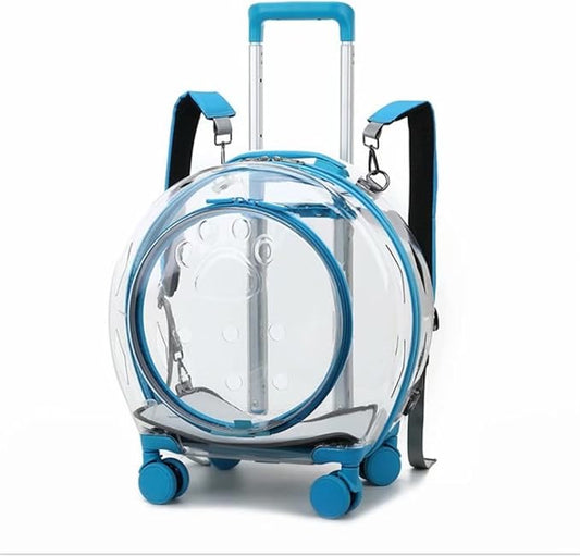 N&P Honhan Transparent Capsule Pet Travel Bag Backpack for Puppies Dogs Cat Carriers Bag with Trolley Wheel,Easy Carry for car Traveling., (P010)