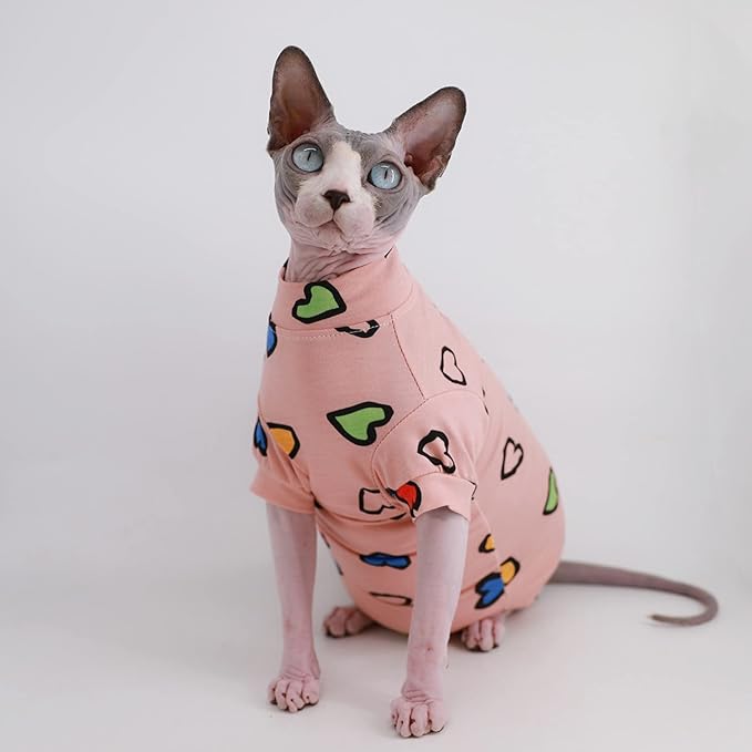 Sphynx Hairless Cat Cute Summer Cotton T-Shirts Pet Clothes 1))