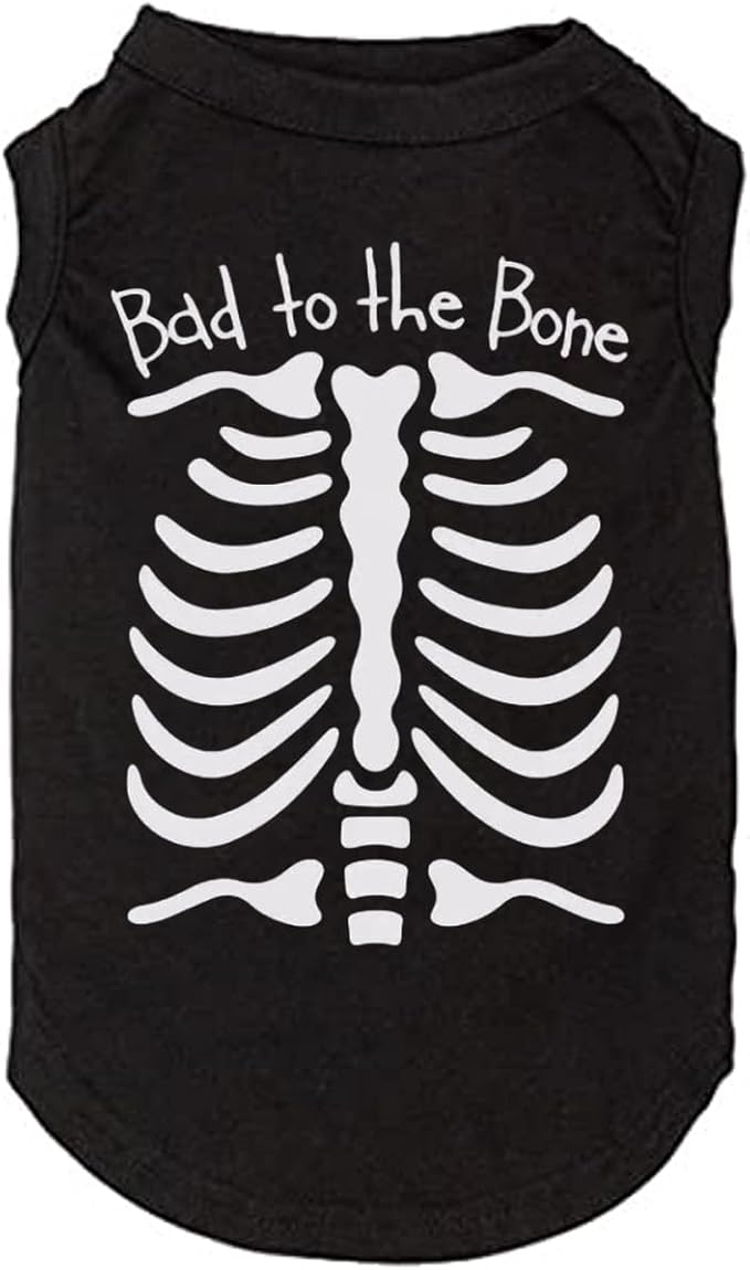 Halloween Dog Shirt for Pet Clothes Halloween Skeleton Hoodies Glowing Skull Cute Shirt Breathable Stretchy Costumes (X-Large Black-2)