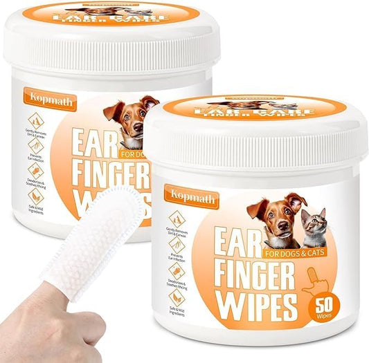 Ear Cleaner Finger Wipes for Dogs & Cats 100 Disposable