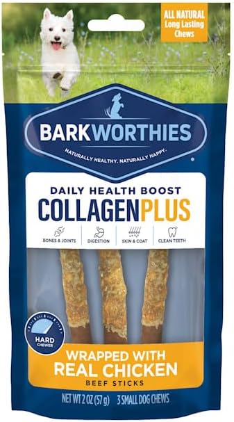 Barkworthies 6" Chicken Wrapped Collagen Dog Sticks 2 oz. Pack of 3