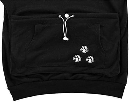 jessie Womens Pouch Hoodie Big Kangaroo Little Pet Dog Cat Carrier Sweatshirts (Dark Grey