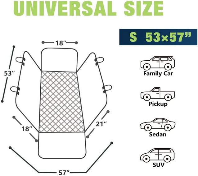 Dog Car Seat Cover for Back Seat Protection,600D Heavy SUVs(Gray,53"×57") (005)