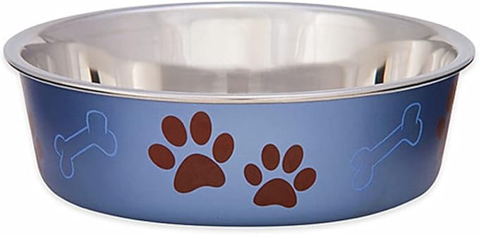 Loving Pets - Bella Bowls - Dog Food Water Bowl No Tip Stainless Steel Pet Bowl No Skid Spill Proof (Extra Large, Blueberry)