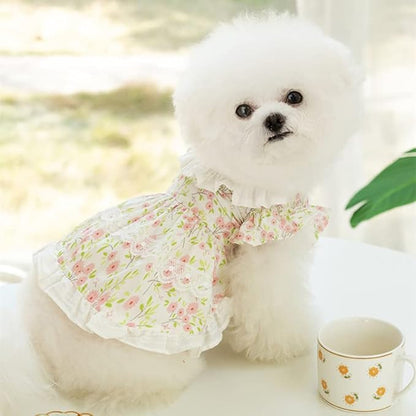 Floral Dog Princess Dress Cute Dog Skirt