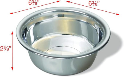 Van Ness Pets Medium Lightweight Stainless Steel Dog Bowl, 32 OZ Food And Water Dish, Natural