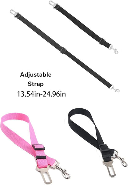 Dog Seat Belts 2 Pack Dog Car Seat Belts Adjustable Dog Seat Belt for Car, Dog Seatbelt, Dog Car Seat Belts, Seat Belt for Dogs in Car Pet Seat Belts for Dogs, Cats and Pets(Black Pink)