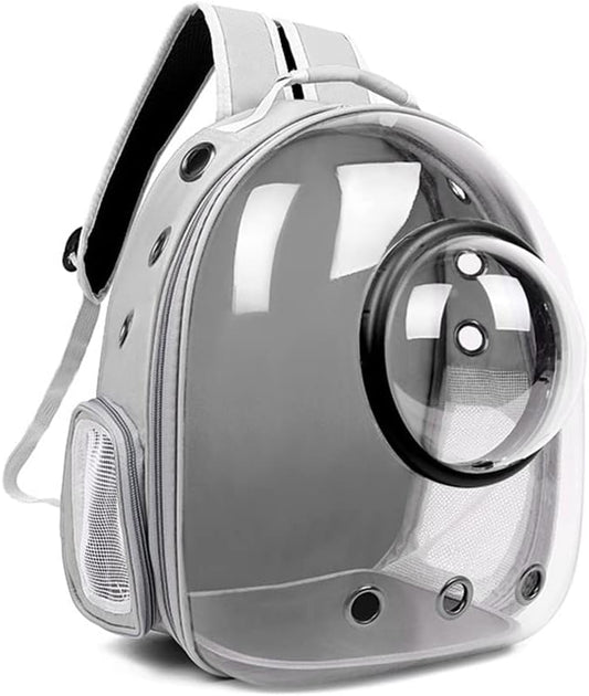 Pet Space Capsule Backpack, Small Medium Cat Puppy Dog Carrier, Transparent Breathable Heat Proof, Pet Carrier for Travel Hiking Walking Camping, Grey