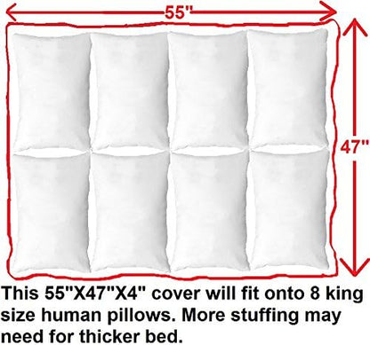 Dogbed4less DIY Durable Blue Denim Pet Bed External Duvet Cover and Waterproof Internal Case for 55"X47"X4" Jumbo Dog Bed - Replacement Covers only