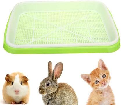 Small Animal Litter Box Toilet - Square Litter Tray Cage Toilet Potty for Rabbits, Pigs, Ferrets, Chinchillas, Hamsters, Kitty - Green