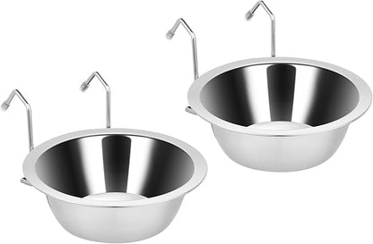 2PCS Kennel Water Bowl Hanging,Stainless Steel Puppy Bowls for Small Dog Cage,Dog Kennel, Dog Crate, Catio Accessories,Dog Crate Water Bowl Dog Dish Feeder Food Holder No Spill(8oz/1cup)