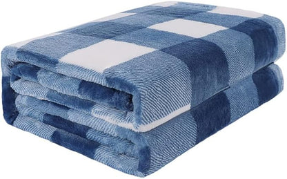 PiccoCasa Pet Dog Blanket, Flannel Fleece Puppy Blanket Plaid Plush Warm Rug Blankets for Small-Medium Dogs Cats Sleeping Mat, 30 x 40 Inches, Blue and White