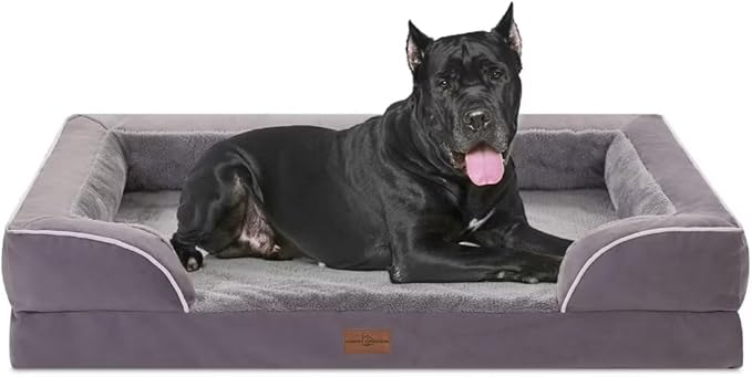 XXL Waterproof Orthopedic Dog Bed for Extra Large Dogs, Orthopedic Foam Dog Beds, Washable Dog Sofa Bed with Removable Cover & Non-Slip Bottom(XX-Large,Purple)