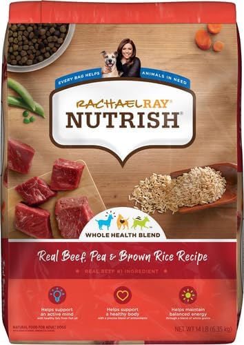 Nutrish Rachael Ray Premium Natural Dry Dog Food with Added Vitamins, Minerals & Taurine, Real Beef, Pea & Brown Rice Recipe, 14 Pounds (Packaging May Vary)