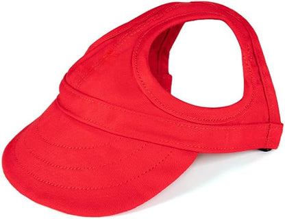 Leconpet Dog Baseball Cap Pet Hats with Big Ear Holes, Adjustable Baseball Caps for Small Medium and Large Dogs, Comfortable Pet Sun Hat with Adjustable Strap for Dogs and Cats (Red, Small)