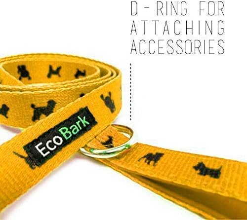 EcoBark Dog Leash - 4 FT / 5 FT / 6 FT Reflective Dog Leash- Eco-Bright Dog Leashes with Padded Handle - Strong Heavy Duty Dog Leash - Nylon Dog Leash for Medium and Large Dogs (Yellow Dog Leash)