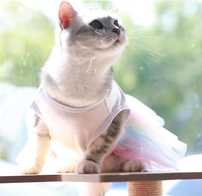 ANIAC Dog Vest Skirt Puppy Princess Dresses Cute Birthday Tutu Skirt Doggy Wedding Outfit Pet Clothing for Cats and Small Medium Dogs (White