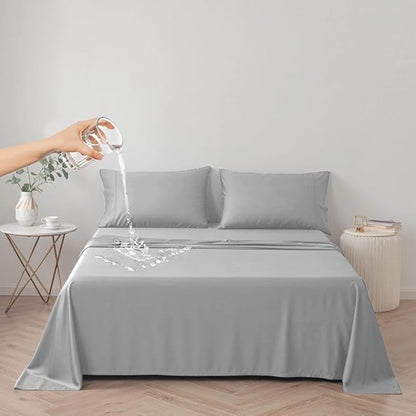 DUJUIKE Waterproof Bed Cover for Dog and Cats,Pet Hair Resistant Bed Sheet Cover, Protective Bed Liner Cover with 100% Waterproof Breathable Thin Fabric (Queen 78 * 90 inch, Grey)