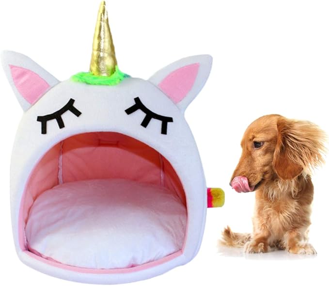 Winter Pet Sleep Bed Warm Unicorn Pet House Bed Pet Supplies for Cat Dog (Size S) Pet Dog Supplies